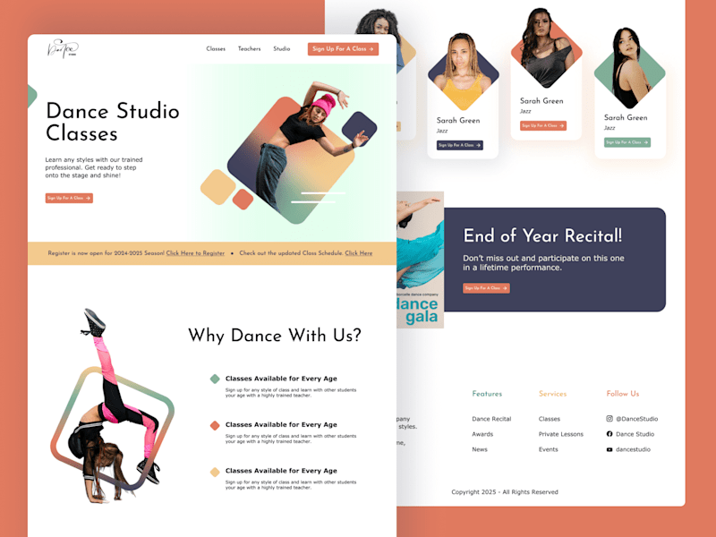 Cover image for Dance Studio Website Homepage