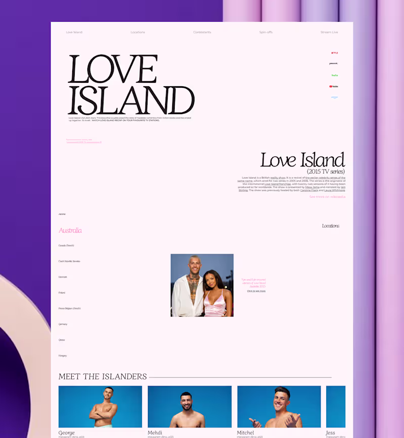 Cover image for Love Island tv show Website
