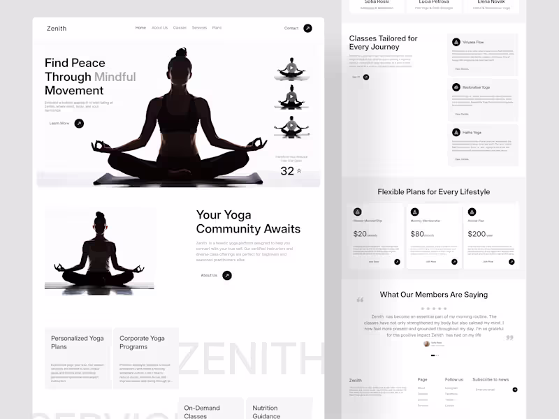 Cover image for Zenith A modern yoga landing page