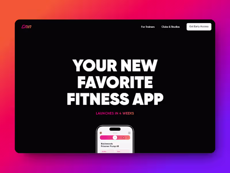 Cover image for Gain Fitness Landing Page