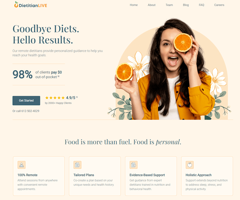 Cover image for Website Copy Refresh for Dietitian Live