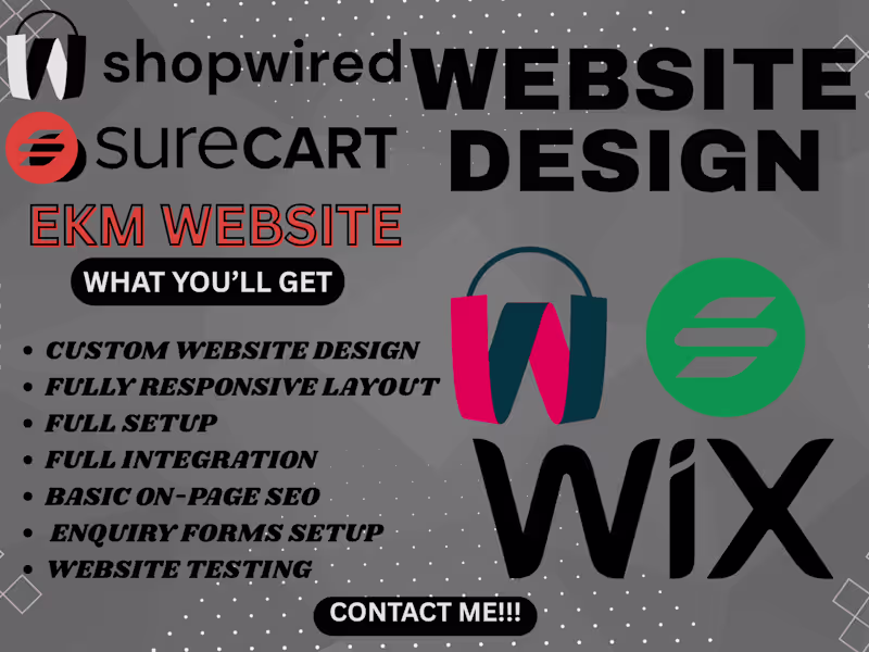 Cover image for Design a shopwired ecommerce website wordpress duda wix website