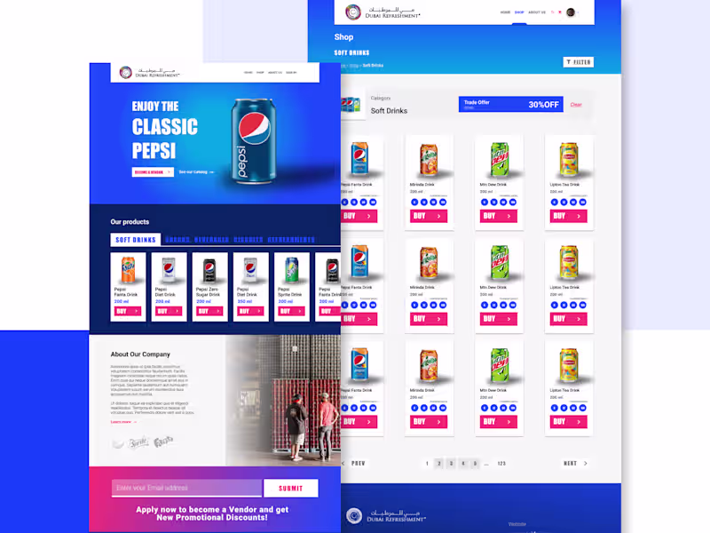 Cover image for A B2B E-commerce site for Pepsi products.