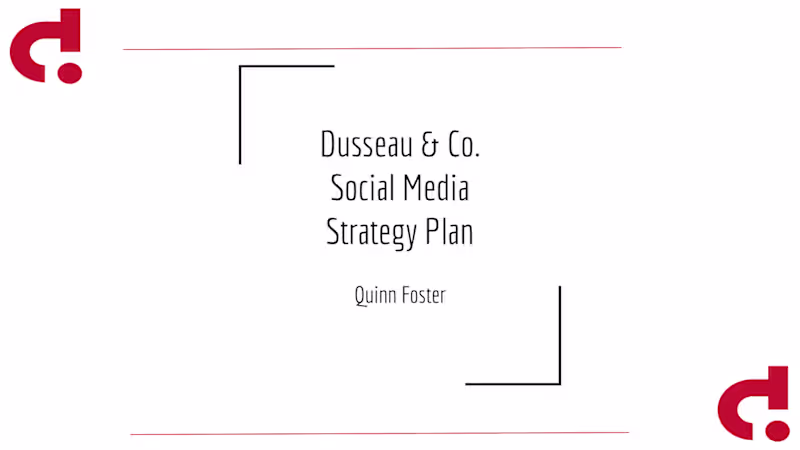 Cover image for Social Media Strategy Plan - Dusseau & Co.