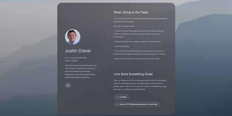 Cover image for Justin Crerar Landing Page