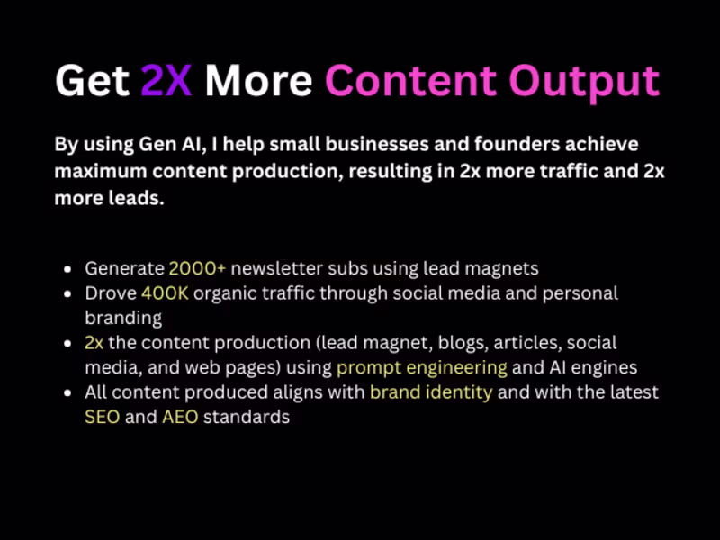 Cover image for I help businesses get 2x content output with AI without extra $$