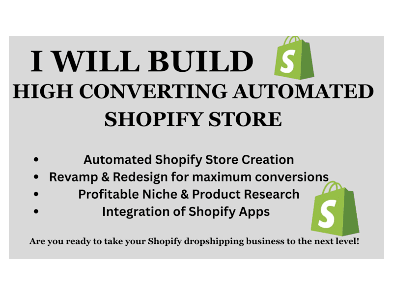 Cover image for I will build automated shopify dropshipping website