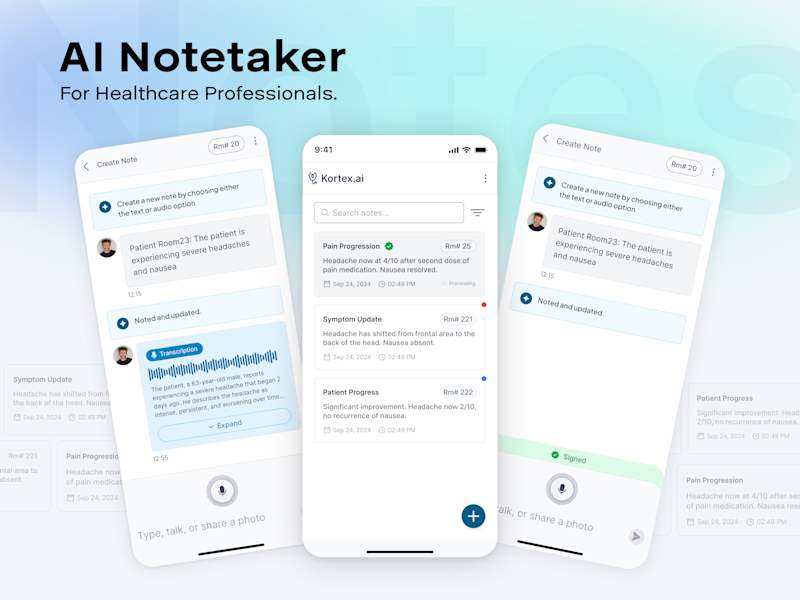 Cover image for UI/UX Design for Kortex AI Healthcare Transcription
