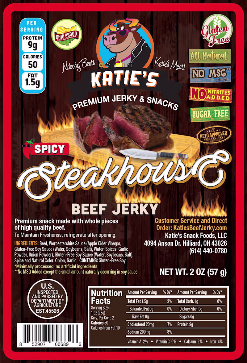 Cover image for Labels for "Katie's Beef Jerky"