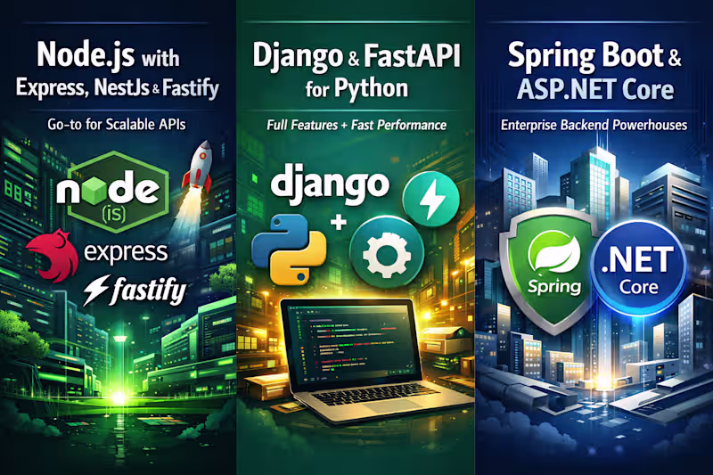 Cover image for Backend Development: Stacks - Node/ Python/ .NET/ Java/ Go/ Ruby