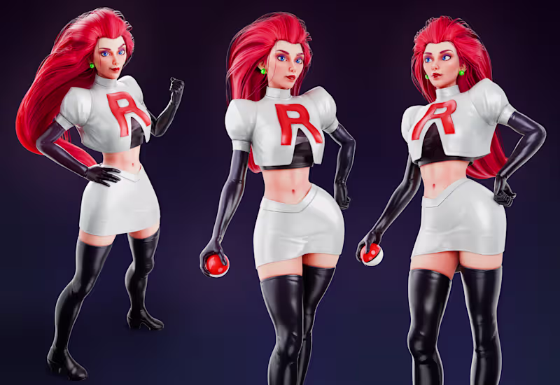 Cover image for Stylized 3D character - Jessie from Pokémon