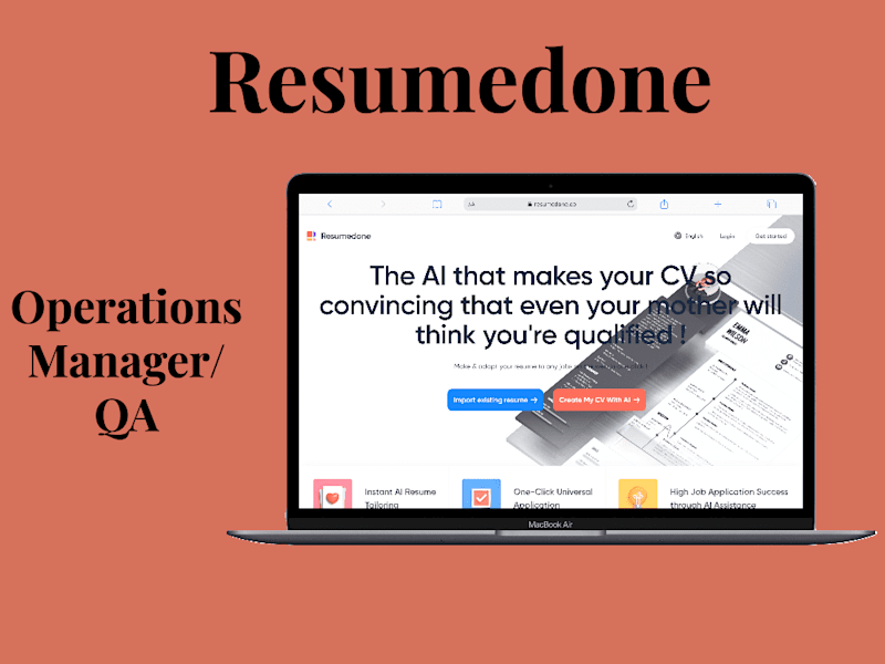 Cover image for Resumedone | Operations Manager/QA