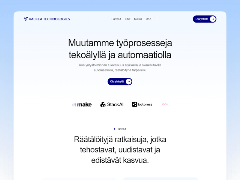 Cover image for Valkea Technologies - Web Design & Framer Development