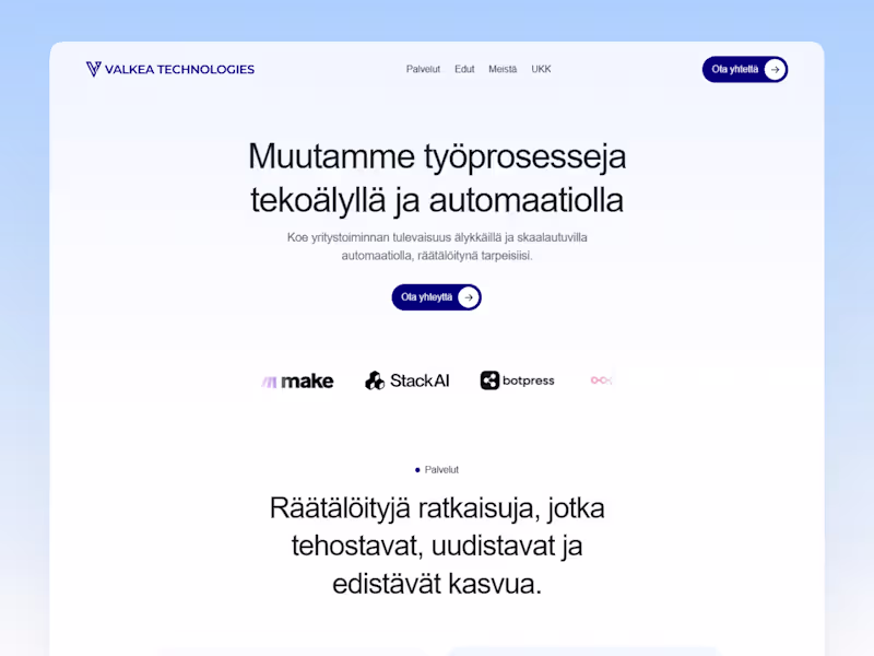 Cover image for Valkea Technologies - Web Design & Framer Development