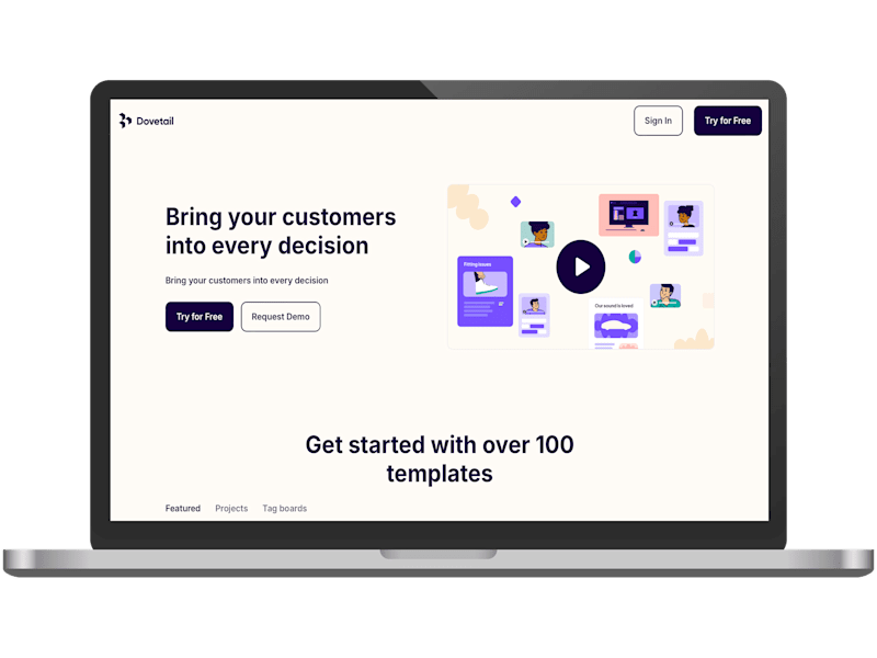 Cover image for Dovetail - A Simple, Interactive Landing Page Built on Framer