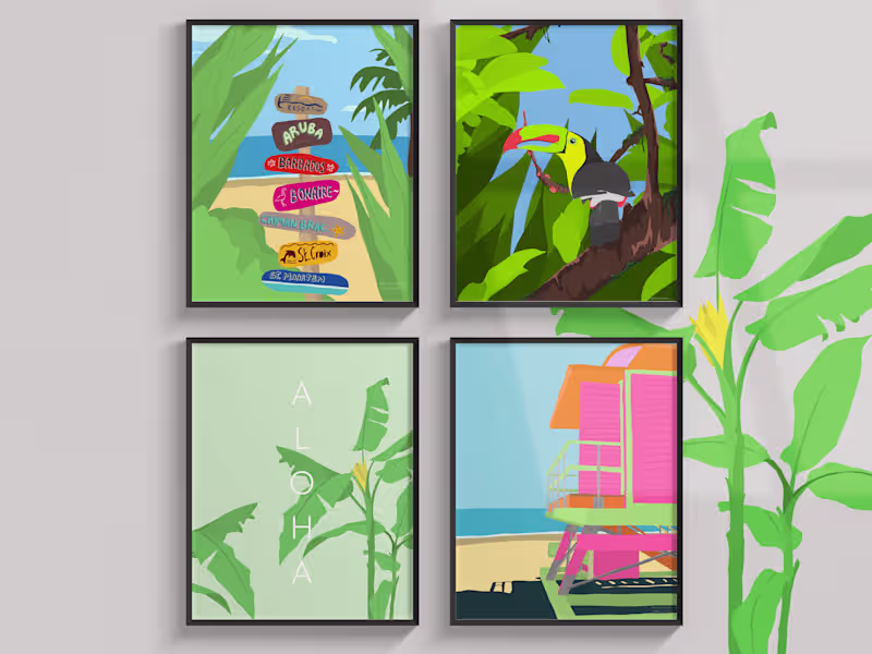 Cover image for Set of 4 Colorful Prints ONLY DIGITAL DOWNLOAD Poster - Etsy Fr…