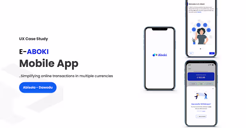 Cover image for E-Aboki Fintech Mobile Application- Case study on Behance
