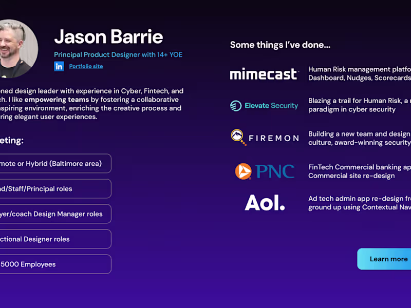 Cover image for Product Designer - 12+ Years E2E UX Experience