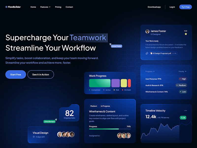 Cover image for SaaS Landing Page - Workflow and Project Management
