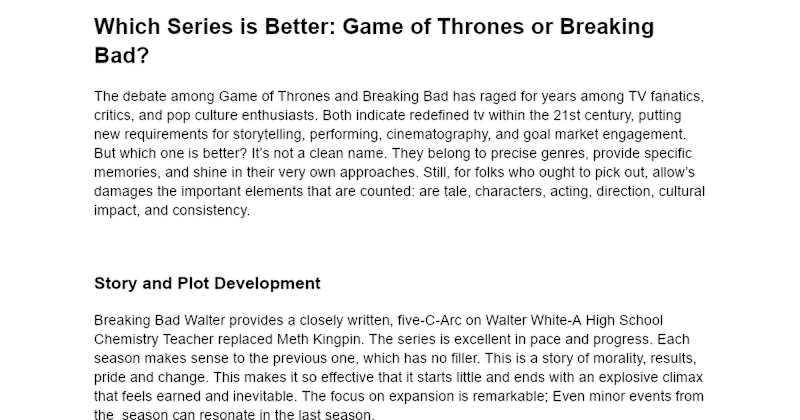 Cover image for Game of Thrones vs Breaking Bad: A Comparative Analysis