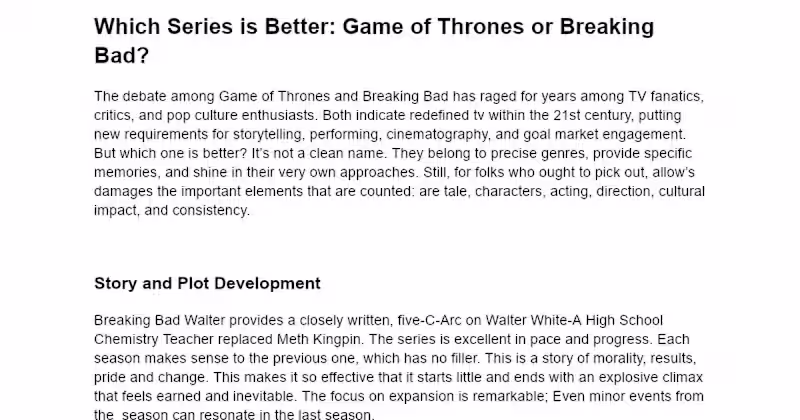 Cover image for Game of Thrones vs Breaking Bad: A Comparative Analysis