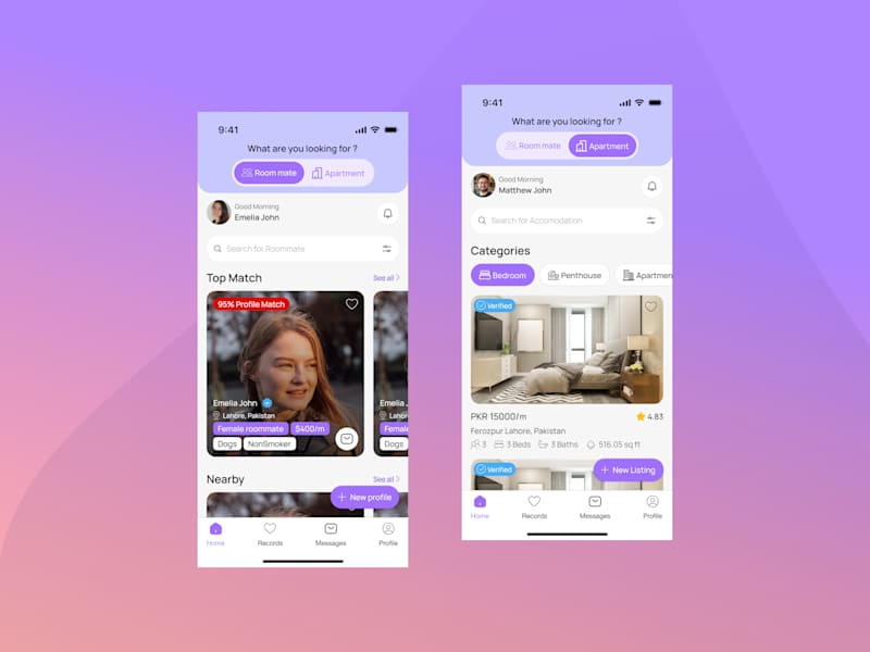 Cover image for Room mate finder app ui