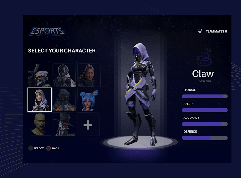 Cover image for Game UI Microinteraction: Character Selection on Behance
