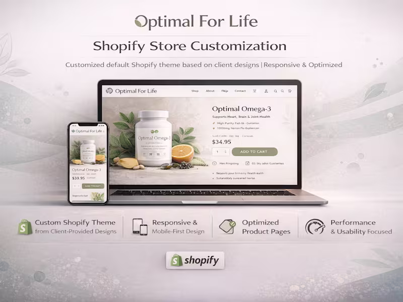 Cover image for Optimal For Life Shopify Store Customization