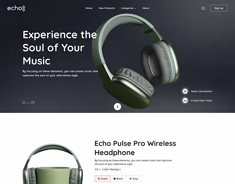 Cover image for Echo, a headphone e-com website :: Behance