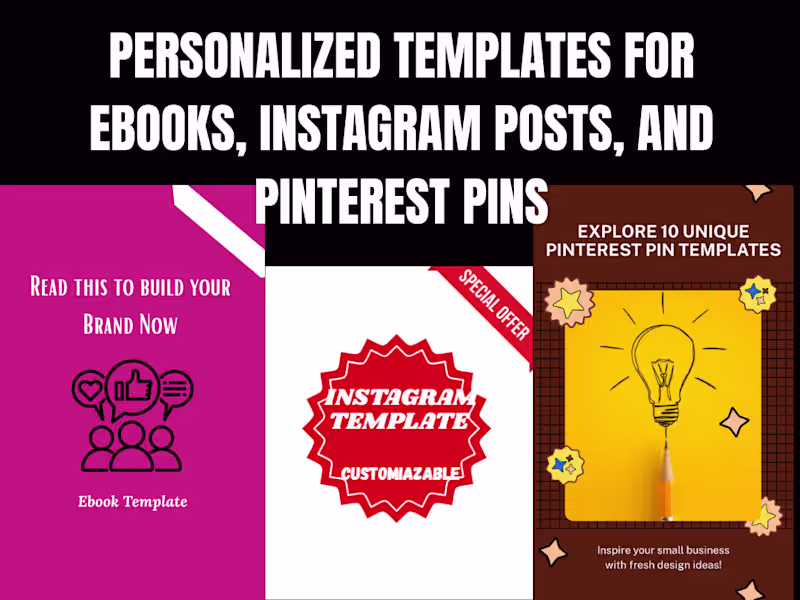 Cover image for Custom Templates Designed for Instagram + Pinterest + Ebooks