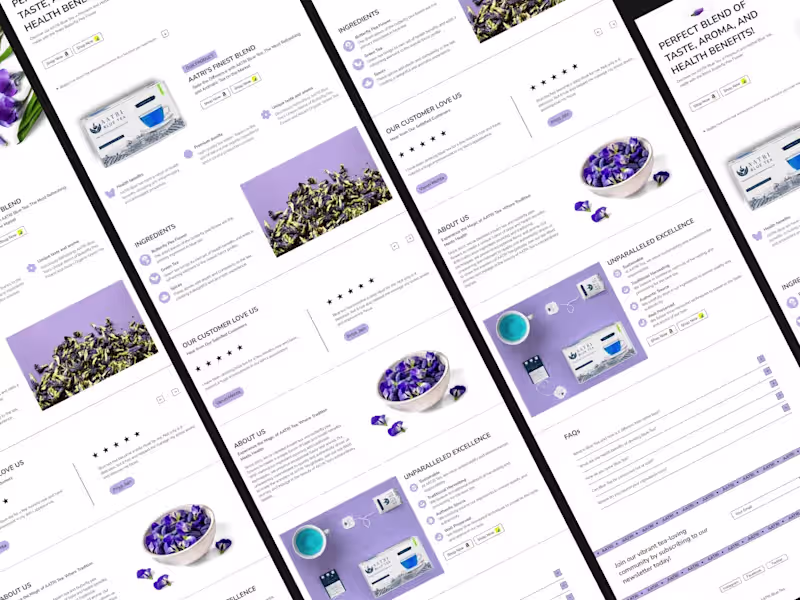Cover image for AATRI Blue Tea - Landing Page Design + Packaging Design