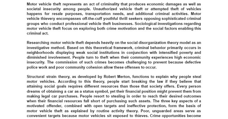 Cover image for Content Writing: sociology and motor theft