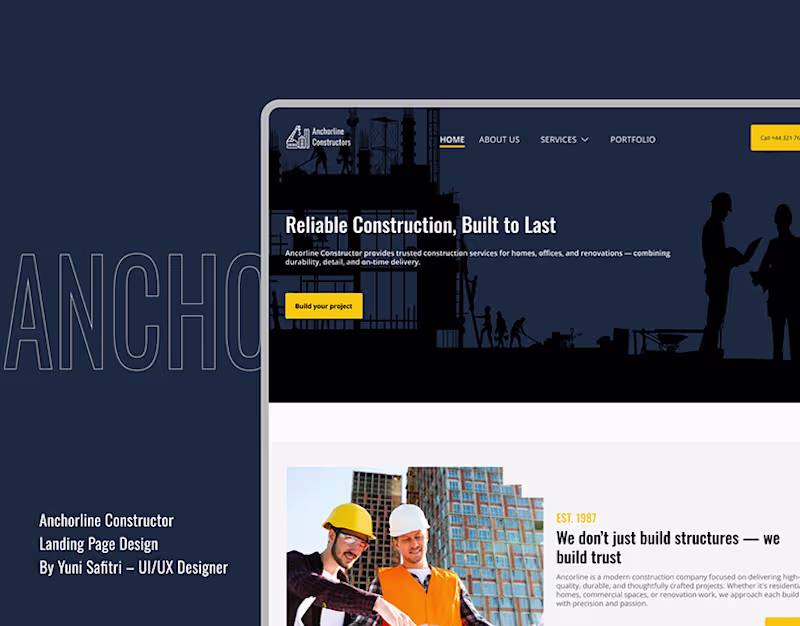 Cover image for Landing Page UI/UX Design for Construction Company
