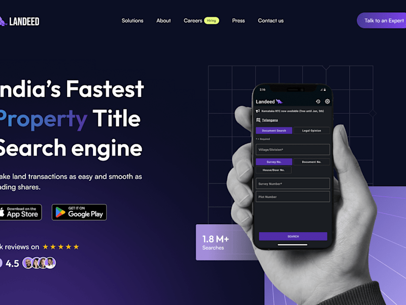 Cover image for Landeed – Property Title Search Engine Landing Page UI/UX Design