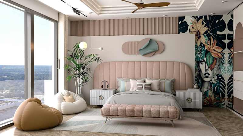 Cover image for Modern Bedroom In The Shade Of Pink