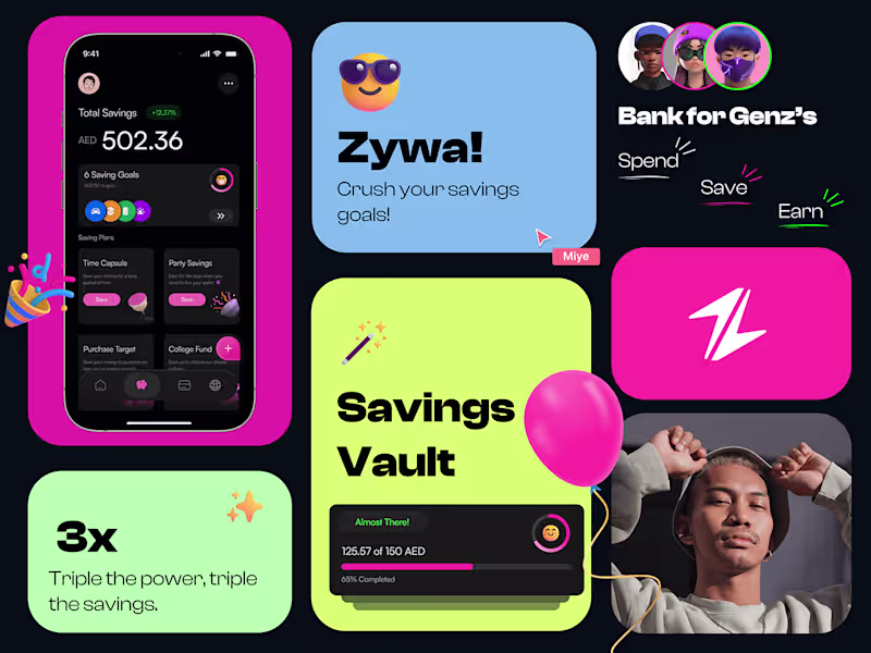 Cover image for Zywa Banking - Bento Grid saving Feature :: Behance