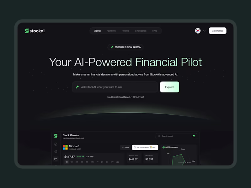 Cover image for StockAI - Landing Page Design