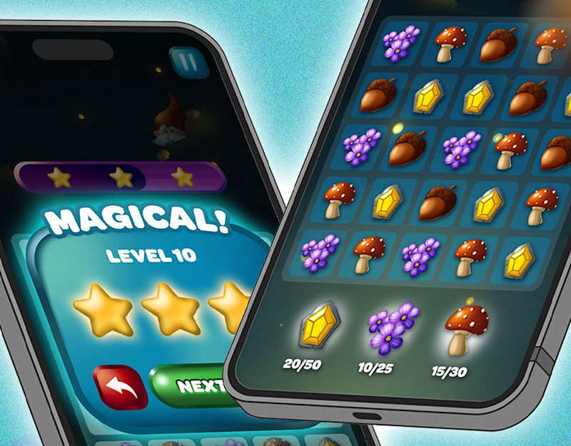 Cover image for User Interface: Match 3 Game - Gnome Grove on Behance