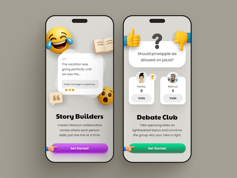 Cover image for Playful Social Gaming UI: Story Builders & Debate Club