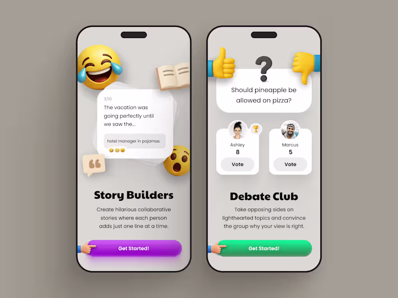 Cover image for Playful Social Gaming UI: Story Builders & Debate Club