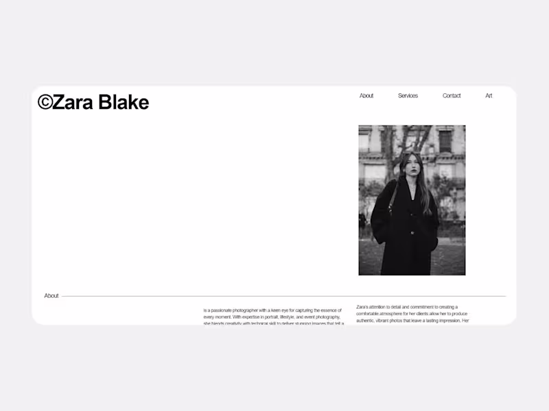 Cover image for ©Zara Blake - Portfolio Website Design