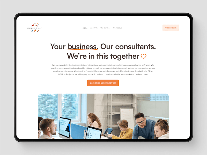 Cover image for Berghuis & Hunt - Consulting Company Landing Page Redesign