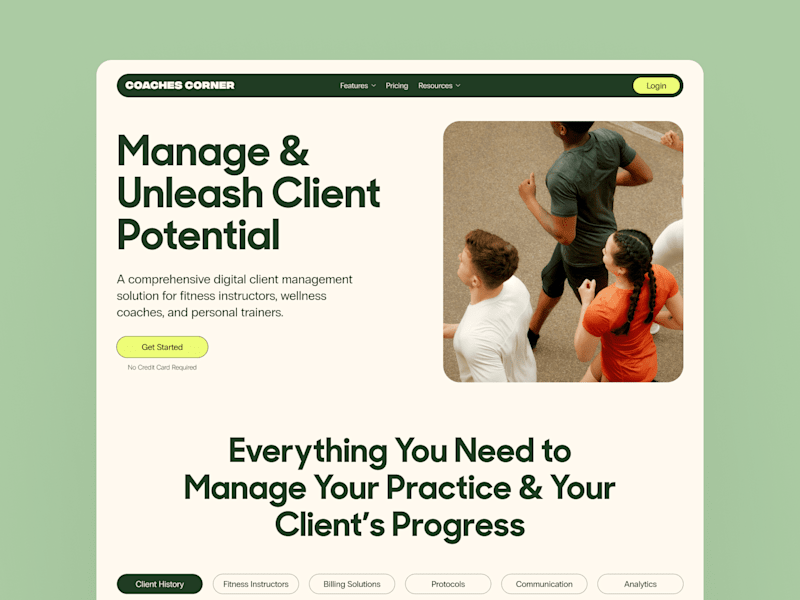 Cover image for Coaches Corner – Client Management SaaS Landing Page