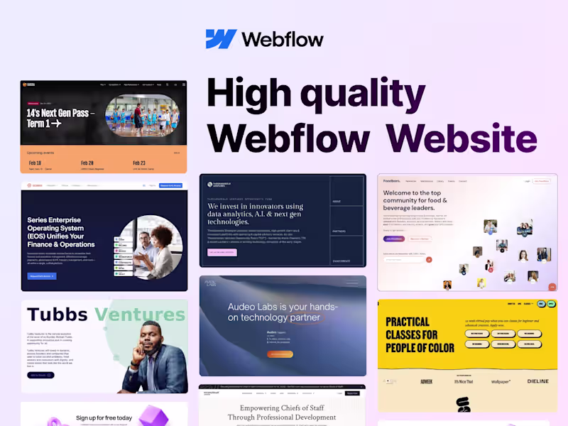 Cover image for Webflow website with animations, integration and custom code