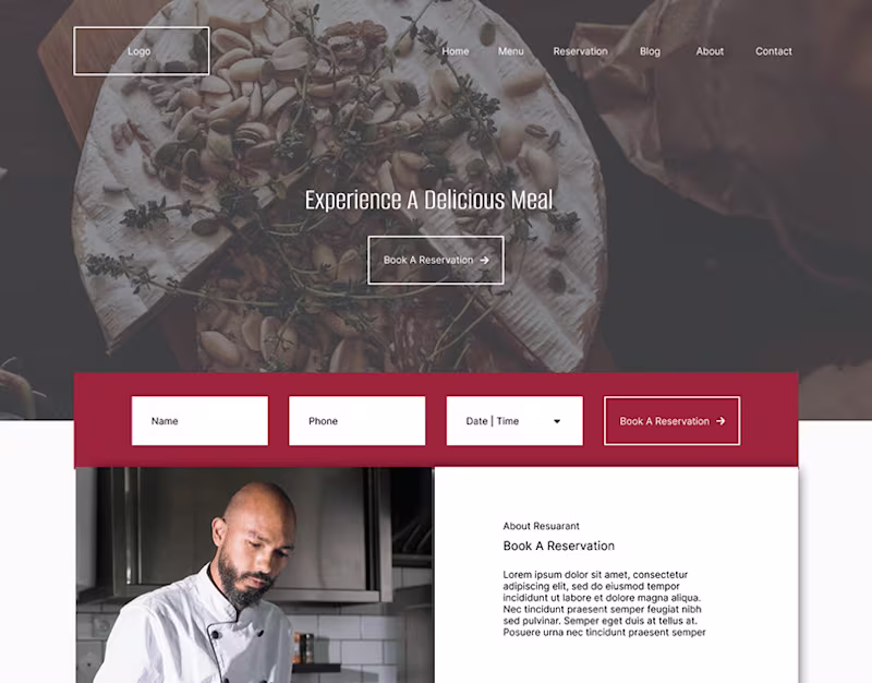 Cover image for Gourmet Restaurant UI Design on Behance