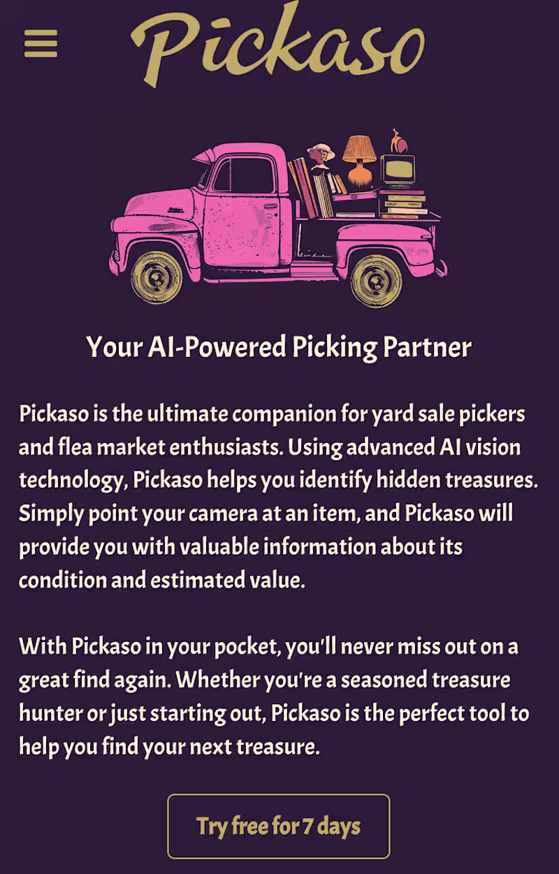 Cover image for Pickaso - AI-Driven Estate Sale Picking Partner