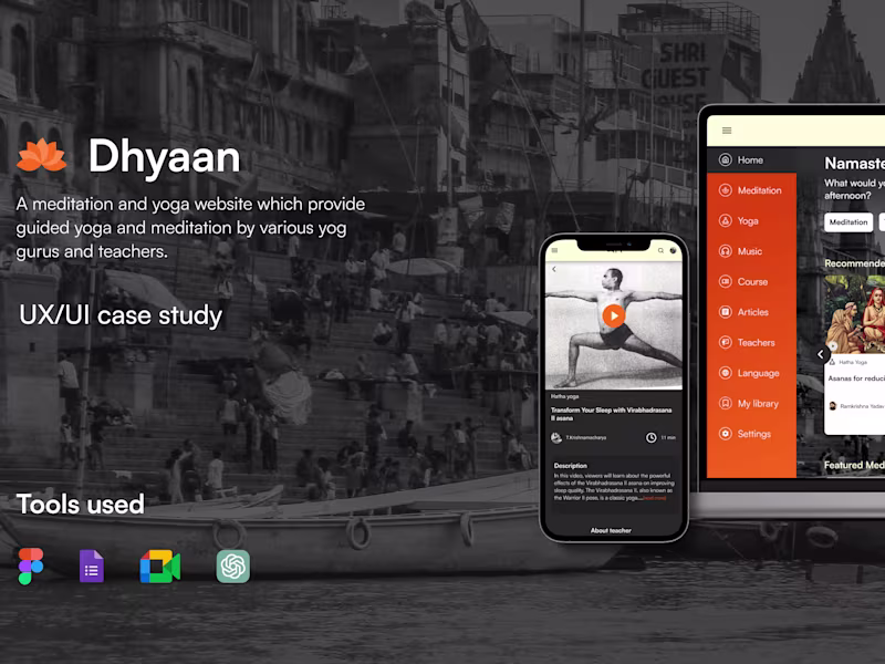 Cover image for UX/UI case study - Dhyaan