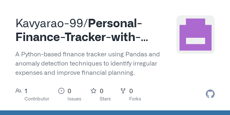 Cover image for Personal Finance Tracker with Anomaly Detection