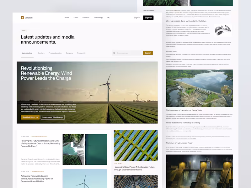 Cover image for Clean Energy News Platform Design