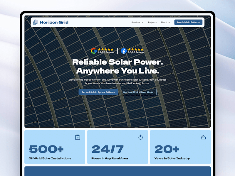 Cover image for Horizon Grid 🌐 | Off-Grid Solar Website Design